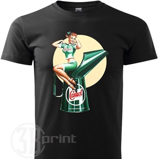 เสื้อยืด ผ้าฝ้าย 100% พิมพ์ลาย Castrol Motor Oil Pinup สไตล์คลาสสิก เรโทร ของขวัญคริสต์มาส สําหรับผู้ชาย S-5XL