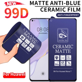 Anti Blue Light Matte Tempered Glass Huawei P20 P30 Lite P40 Nova 5T 7i 7 SE Y7A Y5P Y6P Y7P Y6S Y9S Y7 Pro Y9 Prime 2019 Mate 20 Ceramic Full Screen Protector