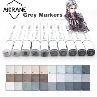 Aicrane ปากกามาร์คเกอร์ 6/12 / สีสีเทาเครื่องหมายศิลปะดื่มแอลกอฮอล์ตามโทนหมึกอุปกรณ์ศิลปะ