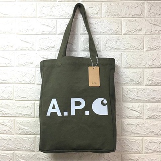 Apc x carhartt กระเป๋าสะพายไหล่ ผ้าแคนวาส พิมพ์ลายตัวอักษร