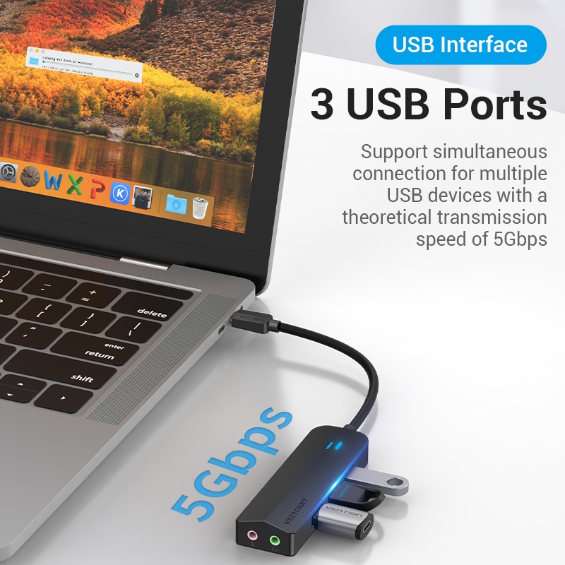 มุมมองเพิ่มเติมของสินค้า Vention ฮับ USB 3.0 C พร้อมพาวเวอร์ซัพพลาย ความเร็วสูง 3 พอร์ต 5Gbps หลายช่อง สําหรับแล็ปท็อป PC CHI TGQ