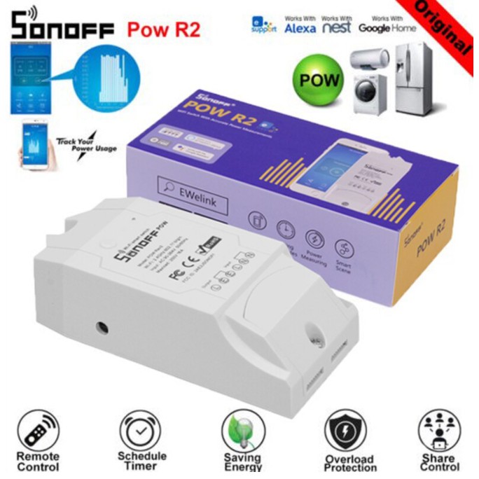 sonoff-pow-r2-16a-wifi-switch-แสดงผล-แรงดันไฟฟ้า-กระแสไฟฟ้า-วัตต์-และพลังงานผ่านมือถือ