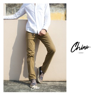 กางเกงขากระบอกเล็กขายาว สีกากี (Size 28-44) Chino Jeans กางเกงขายาวผู้ชาย ผ้ายืดใส่สบาย ใส่0ทำงาน กางเกงลำลอง