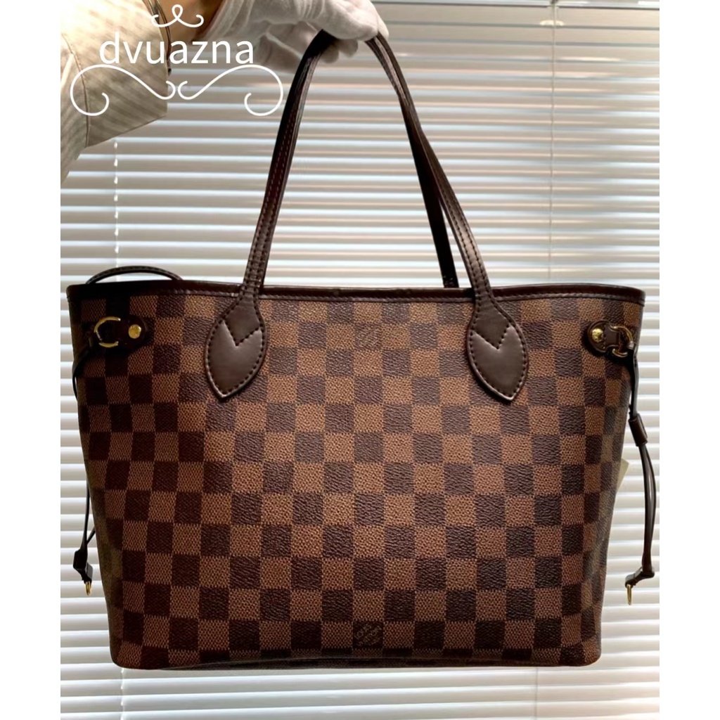 กระเป๋าช้อปปิ้ง-louis-vuitton-lv-neverfull-presbyopia-checkerboard-ของแท้