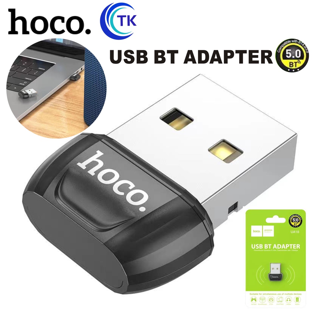 ภาพหน้าปกสินค้าHOCO UA18 ตัวรับสัญญาณบูลทูธ USB Bluetooth Transmitter V5.0 Portable Adapter ใช้กับอุปกรณ์ที่ไม่มีสัญญาณบูลทูธ