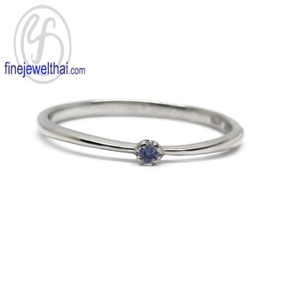 Finejewelthai-แหวนไพลิน-ไพลินแท้-แหวนเงินแท้-พลอยประจำเดือนเกิด-Blue-Sapphire-Silver-Ring-Birthstone-R1360bl