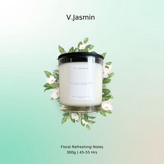 เทียนหอม กลิ่น V.Jasmin มะลิ อบอุ่น 300g / 10.14 oz (45 - 55 hours) Double wicks candle