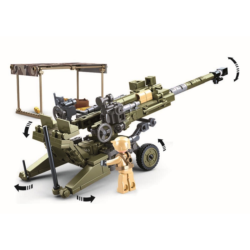 บล็อกตัวต่อ-sluban-0890-ww2-army-light-howitzer-ของเล่นสําหรับเด็ก-258-ชิ้น