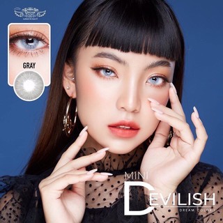 Mini Devilish Gray (1) 🔮 Dreamcolor1 ฝาม่วง Contact Lens Bigeyes คอนแทคเลนส์ สีเทา เทา สายตาสั้น ค่าสายตา แฟชั่น