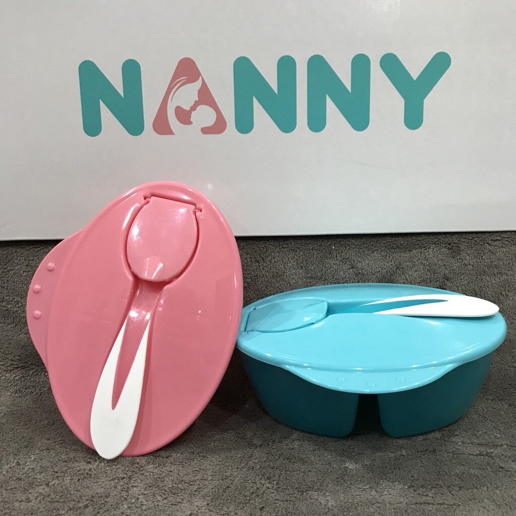 n105-ชามป้อนอาหารแบ่งช่อง-มีฝาและช้อน-nanny-แนนนี่