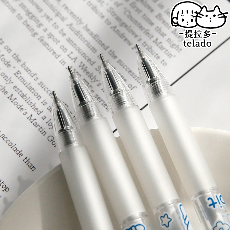 telado-1-กล่อง-6-ปากกาเจลกดลายการ์ตูนน่ารัก-ปากกาเจลลายเซ็นสีดำสร้างสรรค์สำหรับนักเรียน