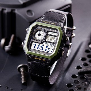 casio ทศวรรษแห่งอำนาจ retro square AE-1200WH/WHD-1A นาฬิกากันน้ำชาย