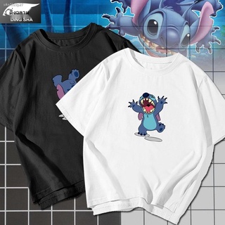 เตรียมจัดส่ง☼◄Stitch เสื้อผ้า interstellar เด็กอะนิเมะรอบเสื้อยืดแขนสั้นนักเรียนชายและหญิงผ้าฝ้ายครึ่งเสื้อยืดเสื้อผ้า