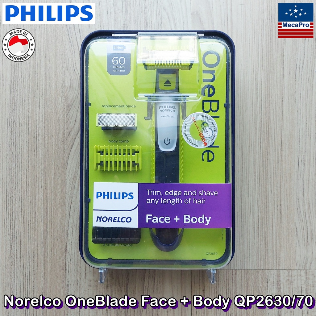 Philips Norelco Oneblade Face + Body Hybrid Electric Trimmer and Shaver,  QP2630/70 