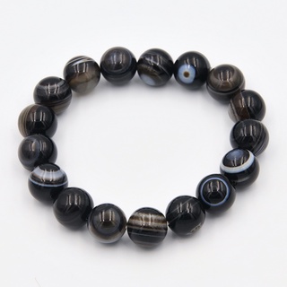 กำไลอาเกตดวงตาสวรรค์ Black agate 12 มม.