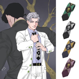 ใหม่เนคไทคอสเพลย์อะนิเมะ Jojo Bizarre Adventure Killer Queen Kira Yoshikage Skull สําหรับงานปาร์ตี้