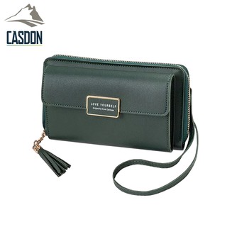 CASDON-กระเป๋าสะพายข้าง กระเป๋าแฟชั่น หนังพียู รุ่น JJ-875 มีช่องใส่บัตร มีสายสะพายยาว พร้อมส่งจากไทย