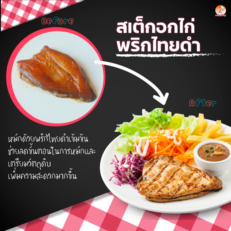 สเต็กอกไก่ หมักพริกไทยดำ สูตรเข้มข้น | Shopee Thailand