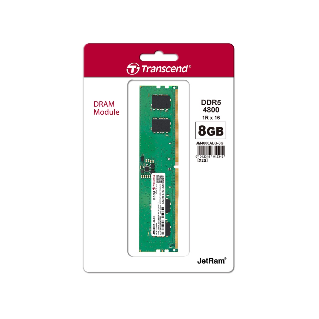 Transcend RAM-Memory DDR5-4800 Long-DIMM 8GB รับประกันตลอดอายุการ