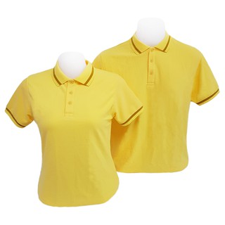 ภาพหน้าปกสินค้าเสื้อโปโล​ คอปก สีเหลือง ขลิบน้ำตาลทอง ที่เกี่ยวข้อง