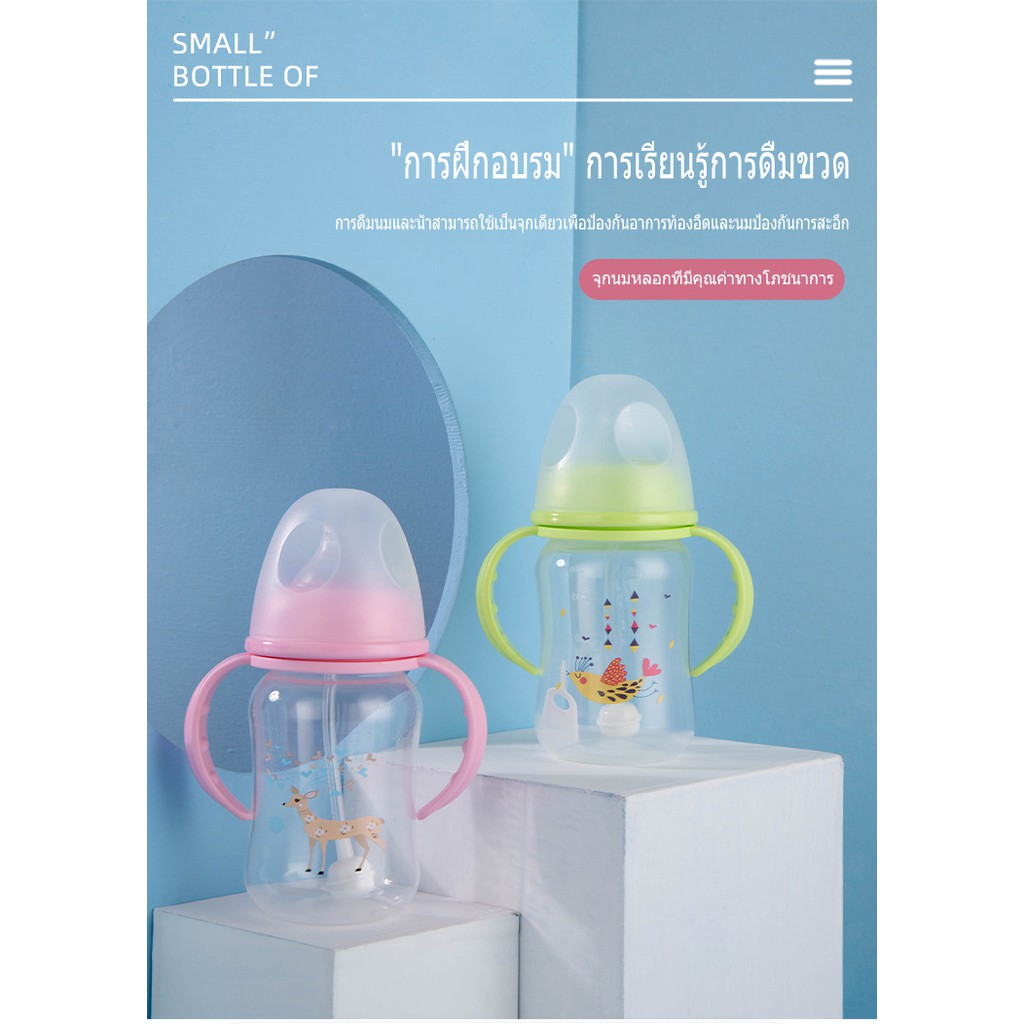 ภาพหน้าปกสินค้าขวดนม 240ml 2สี ขวดนมเด็กทารก ขวดนมเด็กแรกเกิด ขวดนมคอกว้าง ขวดนมเด็กอ่อน ขวดปากกว้างพกพาสะดวก ล้างง่าย