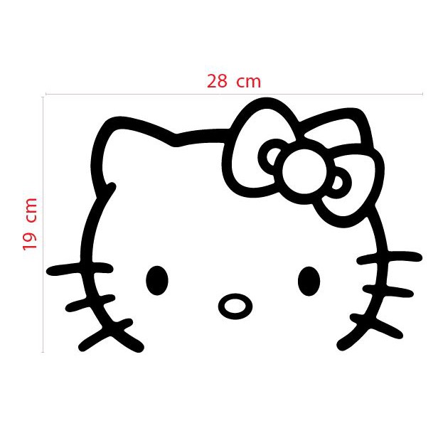 ราคาและรีวิวสติ๊กเกอร์ ตัด ไดคัต ลายเส้น Kitty คิตตี้ หน้าแมว แต่ง รถ Sticker Vinyl Decals ขนาด 19 x 28 ซม (แบบหน้าไม่มีคาง)