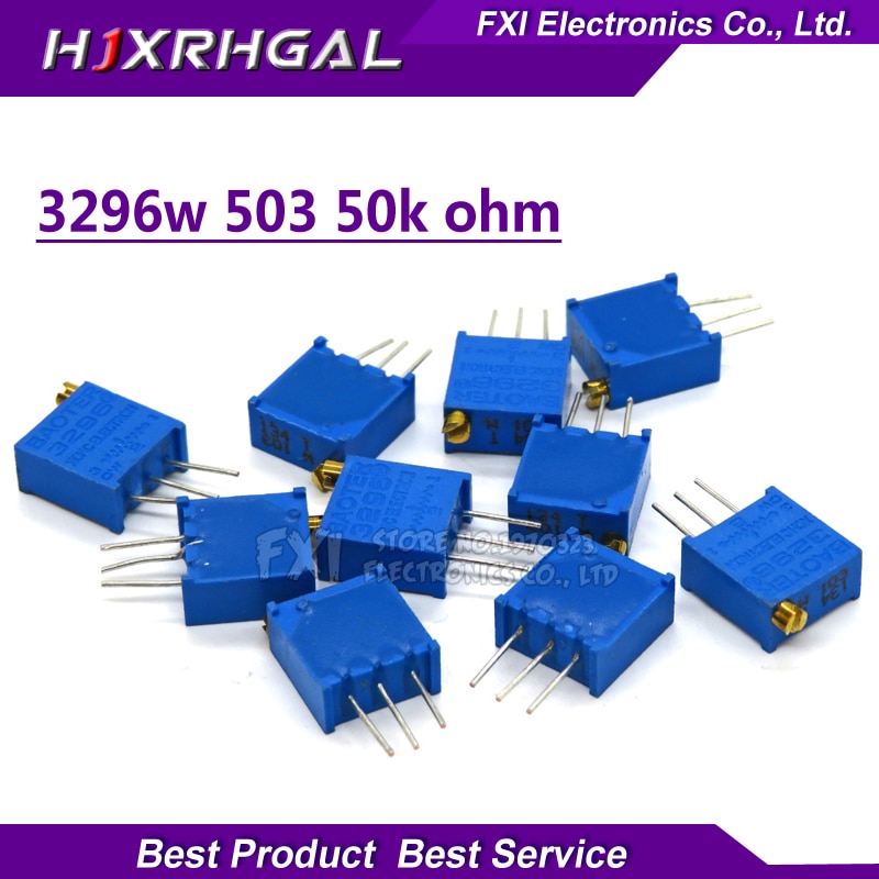 50 Stück 3296W-503 Trimmpotentiometer – 50K Ohm, Einstellbar, Für Feineinstellungen