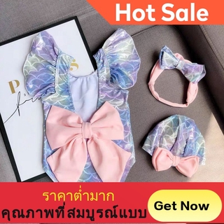 ของมาใหม่ชุดว่ายน้ำสำหรับเด็กหญิงชุดเจ้าหญิงชิ้นเดียวชุดว่ายน้ำเงานางเงือกวันหยุดเด็กสาวโบว์ชุดว่ายน้ำร้อนขาย