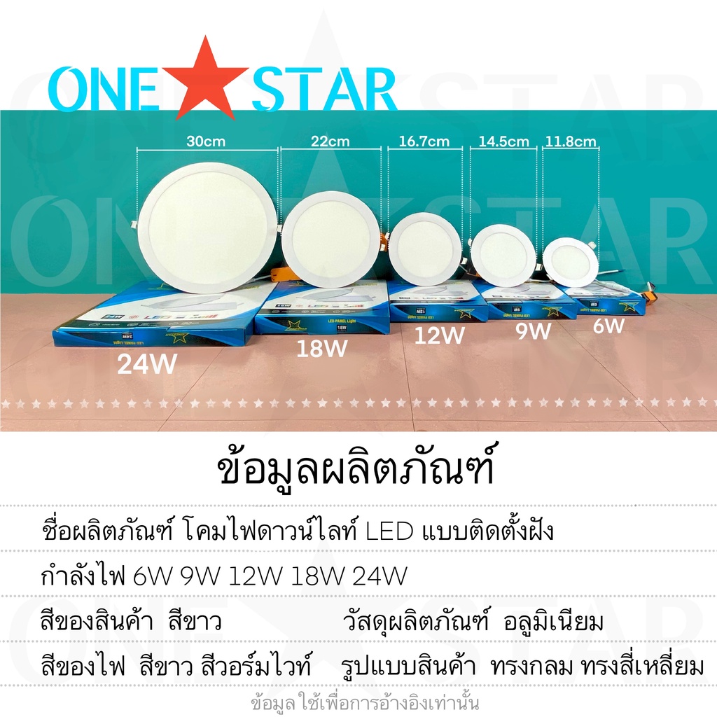 ภาพหน้าปกสินค้าONE STAR โคมไฟดาวน์ไลท์ LED แบบ ฝังฝา ขนาด 6W 9W 12W 18W 24W รูปทรงกลม ดาวน์ไลท์ฝังฝา จากร้าน masatoooooo บน Shopee