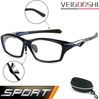 SPORT แว่นตา ทรงสปอร์ต รุ่น VEIGOOSHI TR 8021 C-4-9 สีน้ำเงินเข้มตัดเงิน วัสดุ TR-90