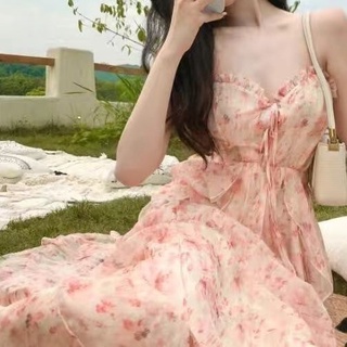 🔥Hot Sale/Pure Desire Wind Retro First Love Oil Painting Long Skirt 2022 Gentle Wind Floral Sling Dress Womens