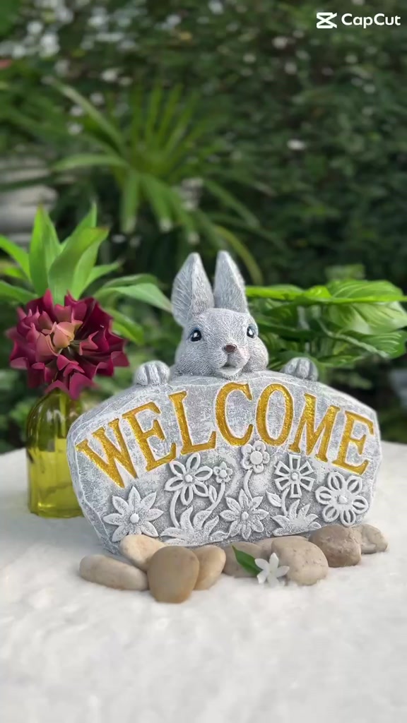 welcome-rabbit-กระต่ายต้อนรับ-จัดสวน-ประดับสวน-แต่งสวน-bunny-brown