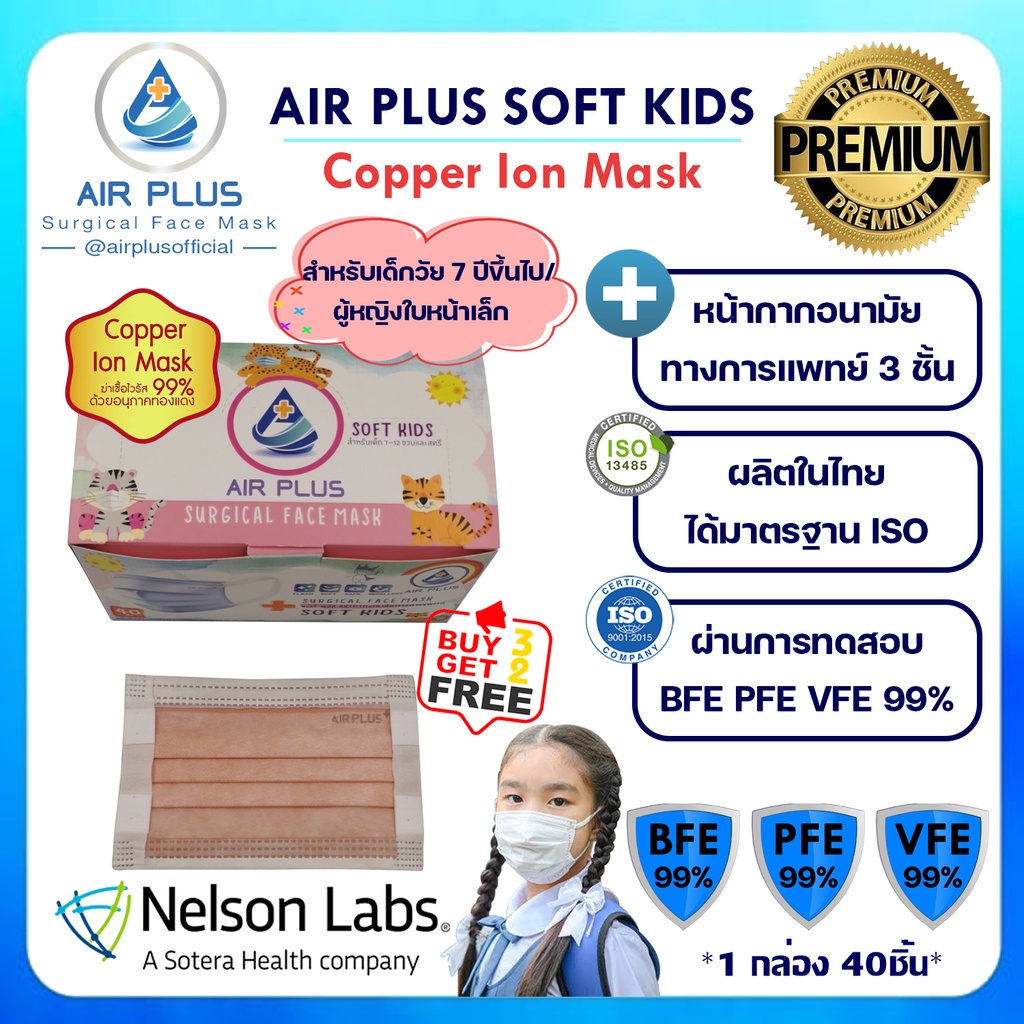 ใหม่ล่าสุด-ฆ่าเชื้อไวรัส-สำหรับเด็ก-ผู้ใหญ๋-ผลิตในไทย-มีอย-copper-ion-mask-ปกป้องสูงสุดvfe-bfe-pfe-99-1กล่อง-40ชิ้น