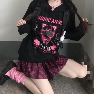 เสื้อสเวตเตอร์หลวมพิมพ์ลายฤดูใบไม้ร่วงและฤดูหนาวสำหรับนักเรียนหญิง