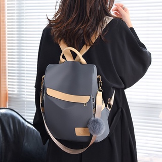 🎒คุ้มค่า กระเป๋าเป้ผู้หญิง สไตล์เรียบง่าย สีทึบ กระเป๋านักเรียนสไตล์กระโหลก SJ3007
