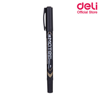 Deli U10420 Marker Pen  ปากกามาร์คเกอร์ สำหรับเขียนซองพลาสติก เขียนแผ่นซีดี โมเดล แบบ 2 หัว (0.5mm-1mm) สีดำ แพ็ค 1 แท่ง