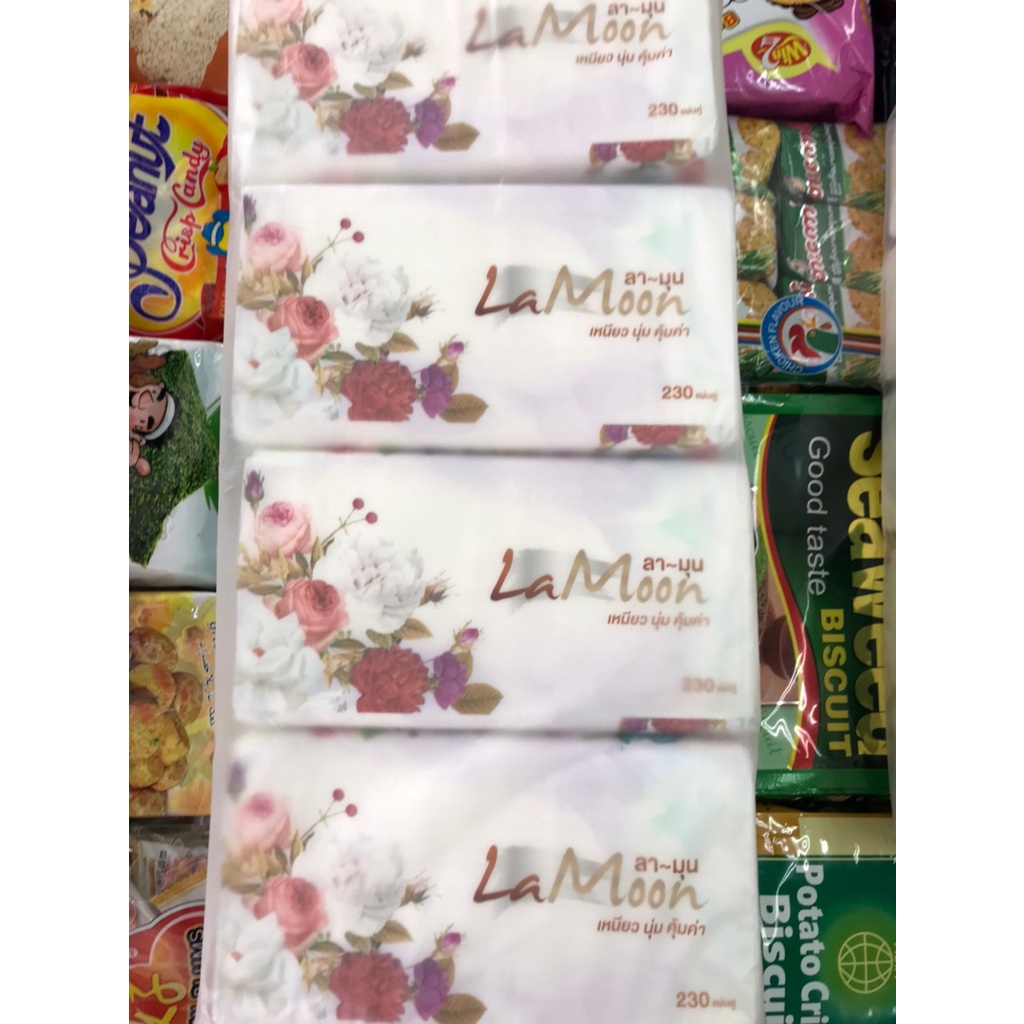 lamoon-กระดาษเช็ดหน้าลามุน-ลายดอกไม้-10-แพ็คใหญ่