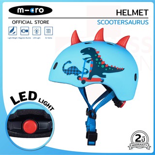 Micro Helmet หมวกกันน็อคสำหรับเด็ก ป้องกันอุบัติเหตุขณะเล่นสกู๊ตเตอร์ ลาย 3D Scootersaurus