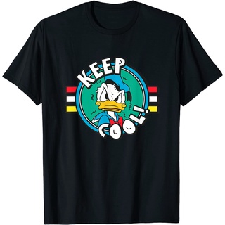 เสื้อยืดผ้าฝ้ายพิมพ์ลายขายดี เสื้อยืด พิมพ์ลาย Disney Donald Duck Keep Cool สําหรับผู้ใหญ่