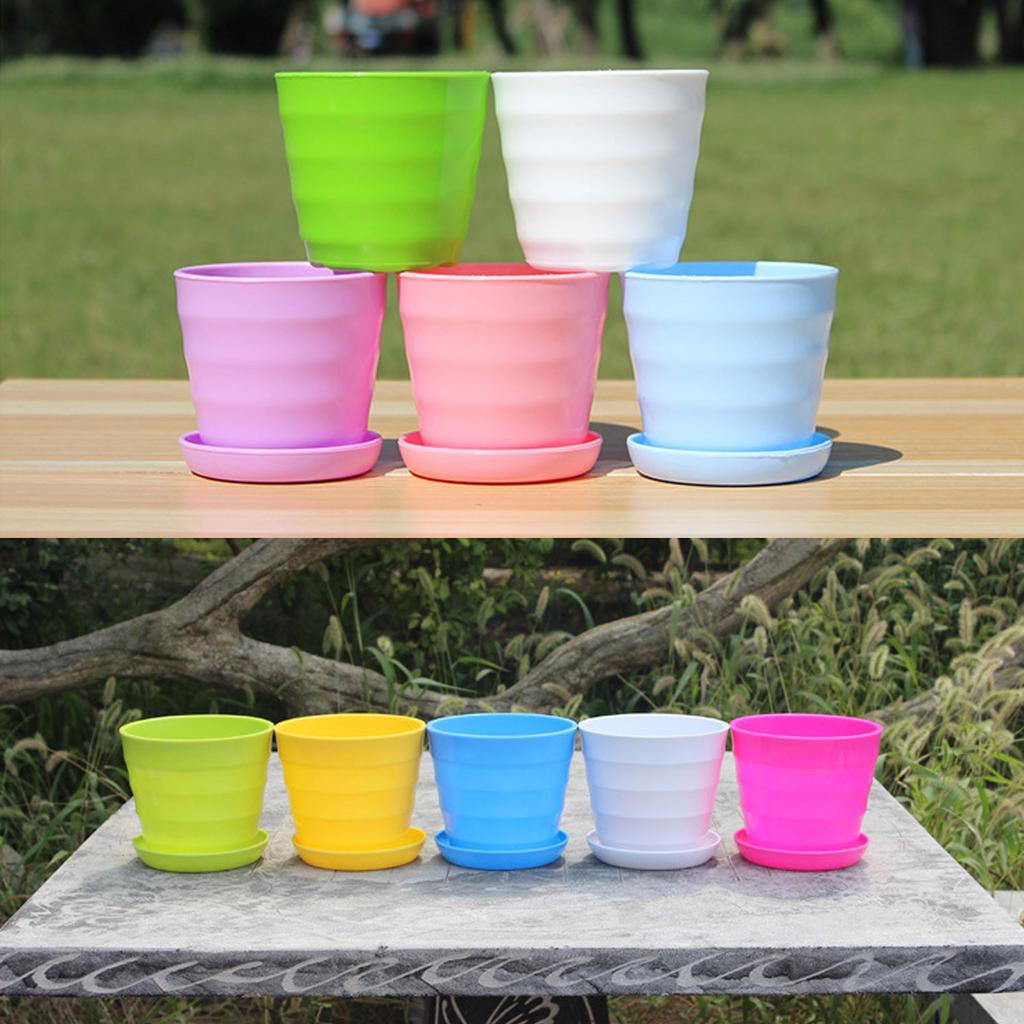 amei-กระถางต้นไม้-กระถางดอกไม้พลาสติก-สีสันสดใส-พร้อมถาดรองกระถาง-รุ่น-5283