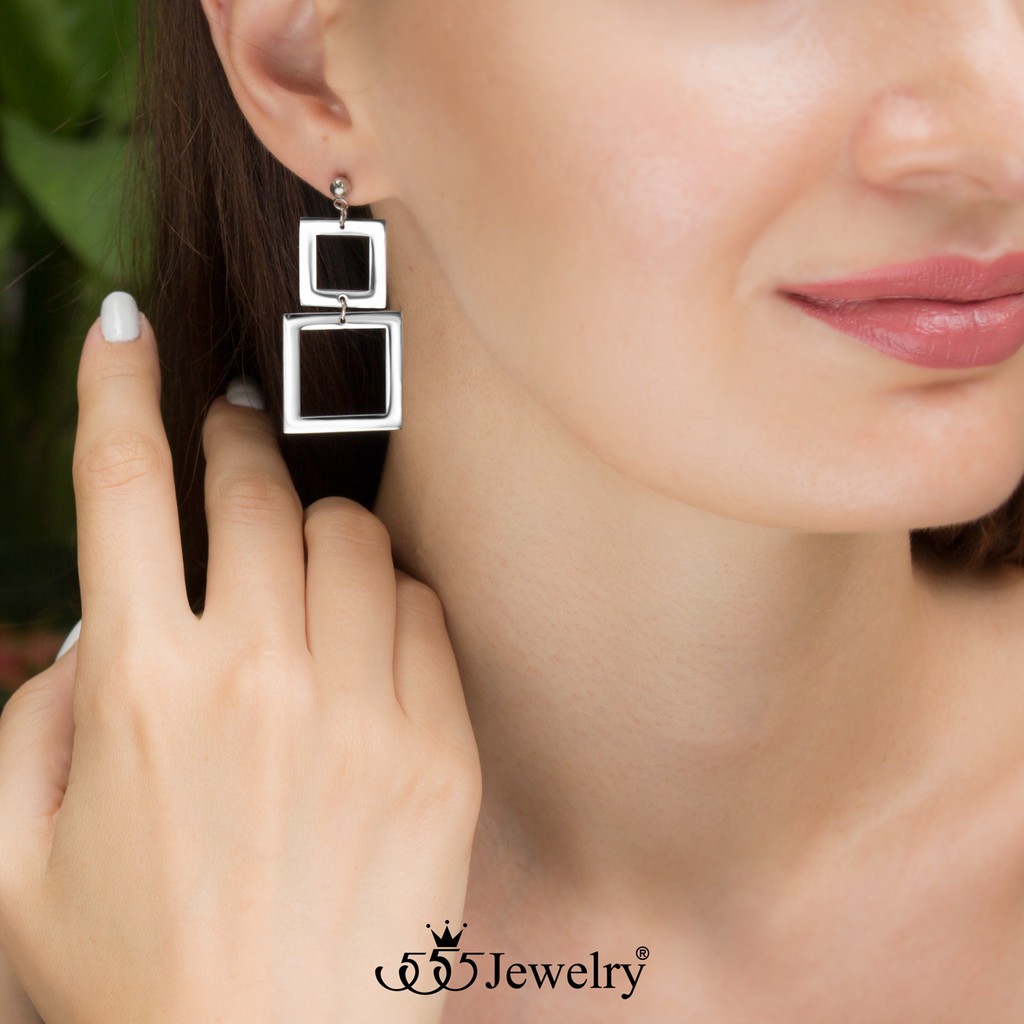 555jewelry-ต่างหูสตั๊ด-แบบต่างหูห้อย-สแตนเลส-รูปสี่เหลี่ยมจัตุรัส-รุ่น-mnc-er1112-ต่างหูผู้หญิง-ต่างหูสวยๆ-er25