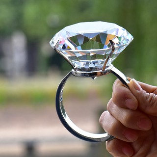 💍สิ่งประดิษฐ์สารภาพโรแมนติก แหวนคริสตัล แหวนเพชรเม็ดโตคริสตัล  แหวนเพชร วันวาเลนไทน์ /ของขวัญวันเกิด ข้อเสนอแหวนขนาดใหญ่