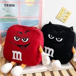 TAIDU เวอร์ชั่นเกาหลี ins สไตล์น่ารักและตลก M bean messenger กระเป๋านักเรียนผ้าใบกระเป๋า