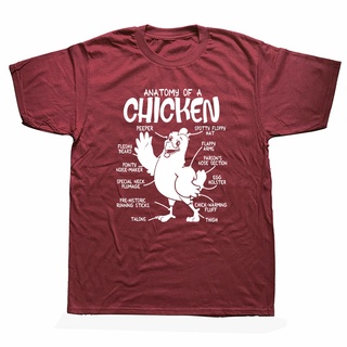 เสื้อยืดแขนสั้น คอกลม ผ้าฝ้าย พิมพ์ลายกราฟฟิค Anatomy Of A Chicken สไตล์ฮาราจูกุ สําหรับผู้ชายS-5XL