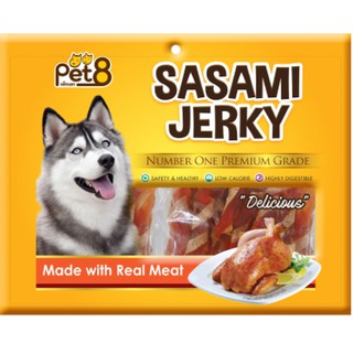 Pet8 ขนมสุนัข ไก่พันปลาแผ่นพับครึ่ง JJ502 (150ก.x2แพ็ค ) 300 กรัม