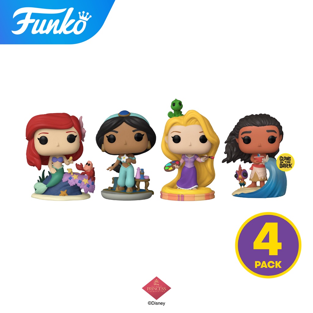 Funko Pop! Disney Princess - Ariel, Jasmine, Rapunzel & Moana Glow in