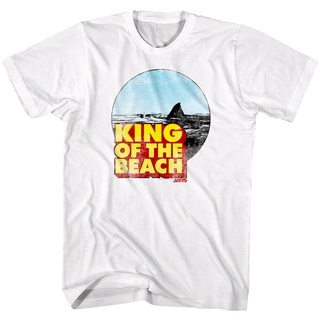 เสื้อยืดผ้าฝ้ายพิมพ์ลายขายดี เสื้อยืด พิมพ์ลายภาพยนตร์ Jaws King Of The Beach Amity Island หลากสี สไตล์เรโทร สําหรับผู้ห