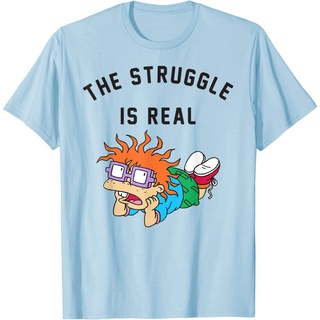 เสื้อยืดโอเวอร์ไซส์เสื้อยืด พิมพ์ลาย Rugrats Chuckie Finster Struggle is Real สําหรับผู้ชายS-3XL