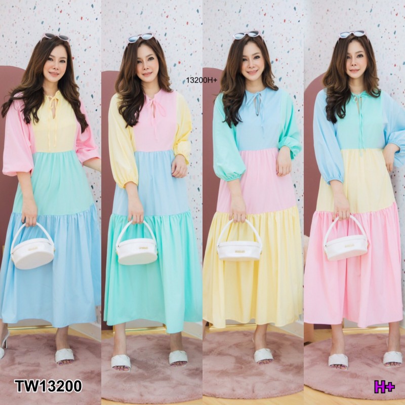 สอบถามก่อนสั่งซื้อ-maxi-dress-สาวอวบ-เดรสยาว-คัลเลอร์ฟูล-สีพาสเทล-แขนพอง