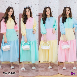 ^^สอบถามก่อนสั่งซื้อ^^ Maxi Dress #สาวอวบ เดรสยาว คัลเลอร์ฟูล สีพาสเทล แขนพอง